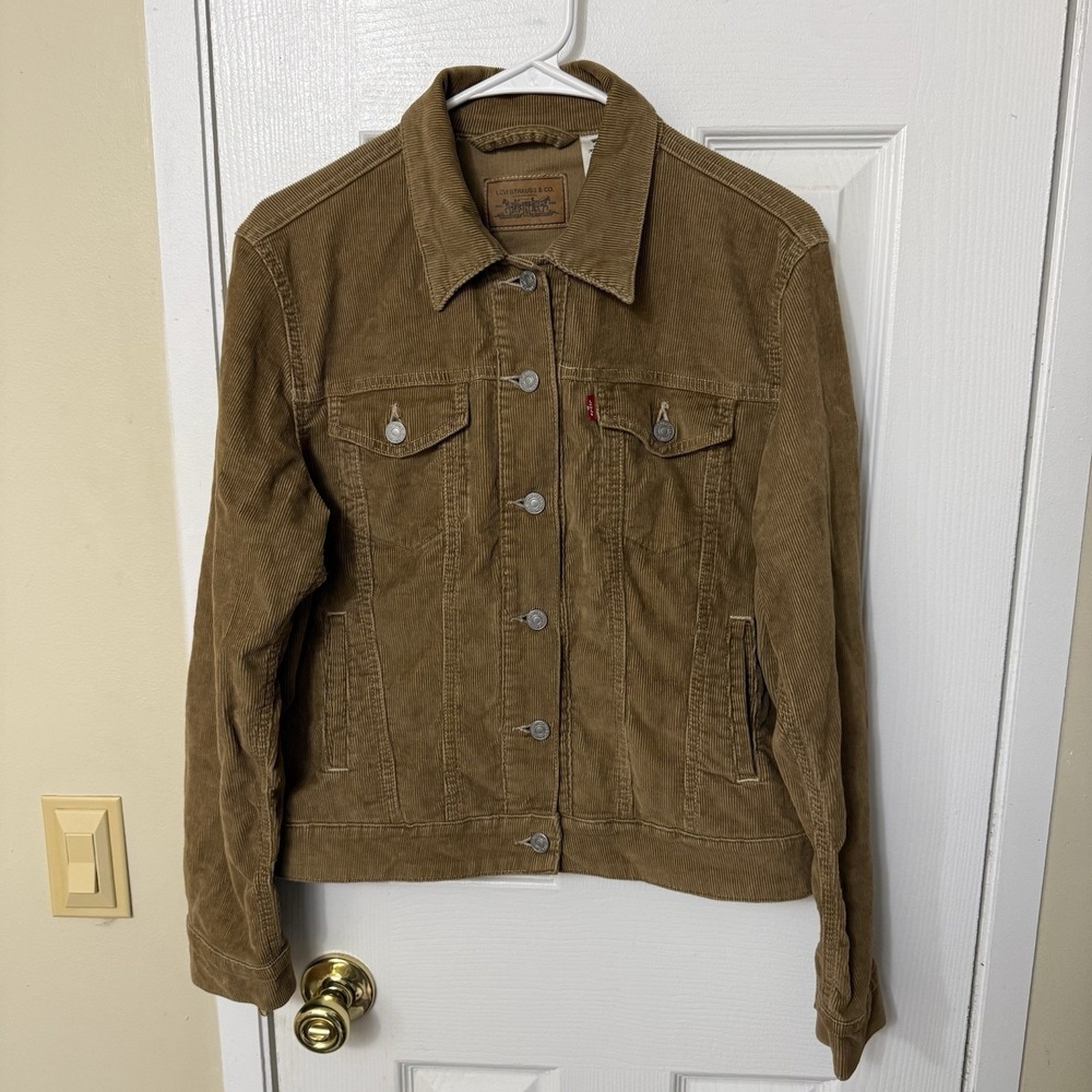 Vintage Levis Corduroy Jacket Women' Size Large Tan Button Up Trucker Jacket Y2K